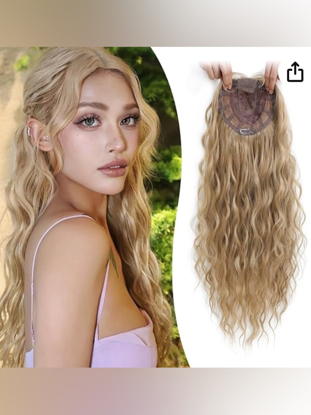New Curly Hair Topper 26inch Natural Curly Hair Toppers Women Thinning Hair Wavy